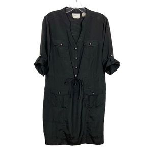 ECI New York Black Dress Size 12 Roll-Tab Sleeves